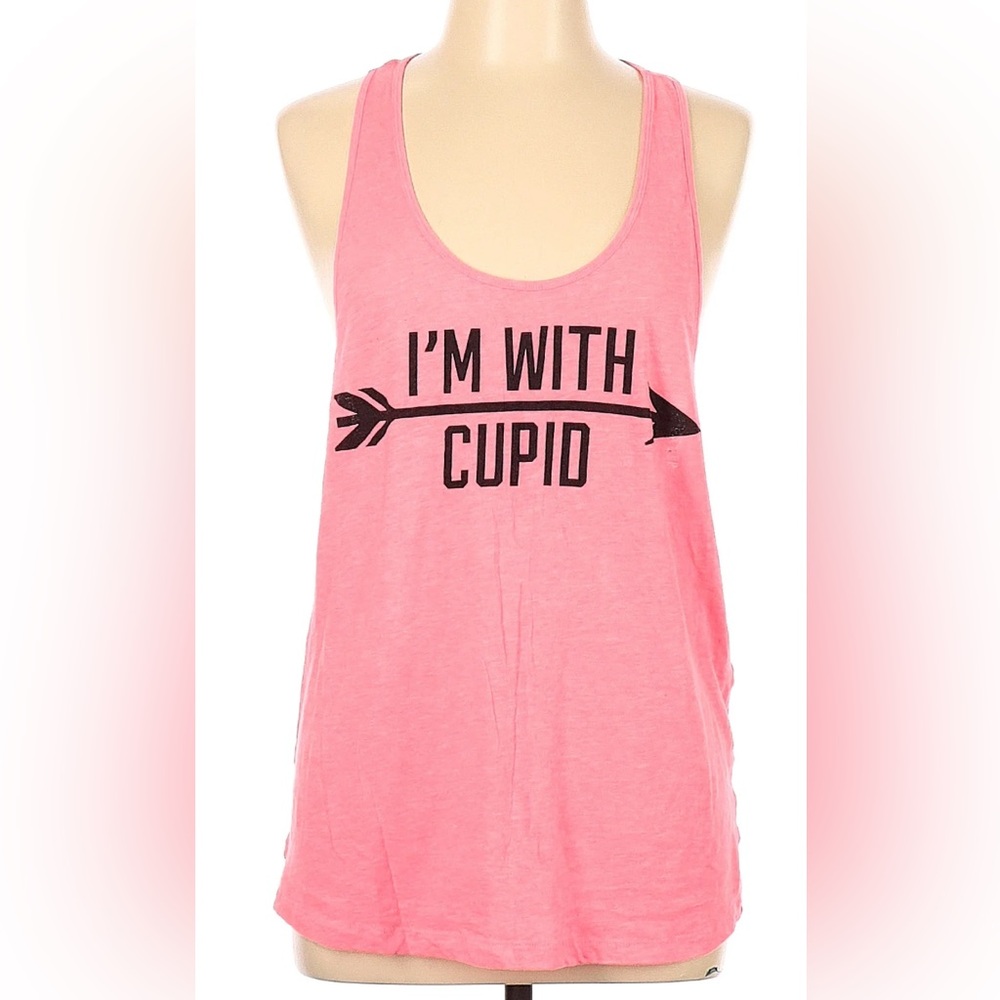 •PINK•VSP PINK "I'M WITH CUPID" BOW & ARROW RACERBACK TANK TOP SIZE MEDIUM EUC